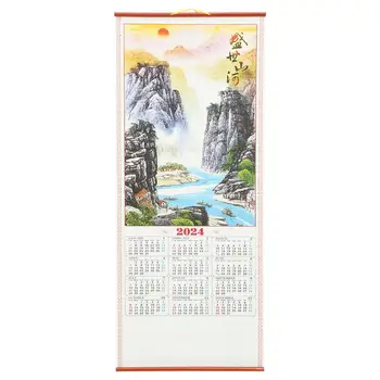 Китайский висячий календарь на 2024 год Дракона Подвесной календарь Украшение в китайском стиле