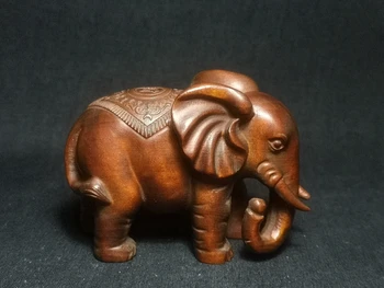 Китайский самшит ручной резьбы прекрасная фигура слона статуя стол деко нэцкэ украшение коллекционный подарок