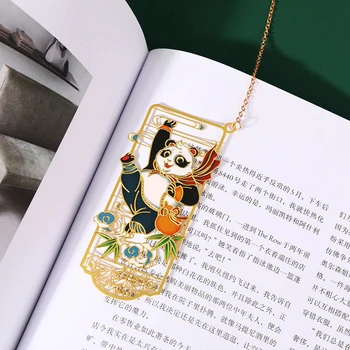 Китайский стиль панда металлическая закладка кисточка кулон классический бук клип раскрашенная нумерация страниц творческий канцелярский студенческий подарок