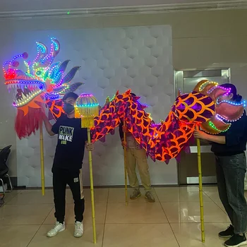 китайский традиционный светодиодный костюм танца дракона фиолетовый светящийся в темноте дракон сценическое представление фестиваль вечеринка люминесцентный дракон