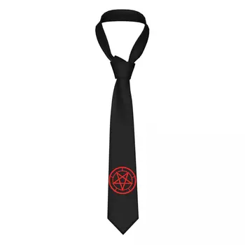 Классический галстук для мужчин Шелковые мужские галстуки для свадьбы Деловой галстук для взрослых Повседневный галстук Сатанизм Пентаграмма