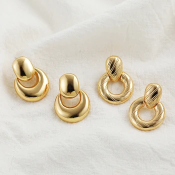 корейские винтажные золотые серьги из нержавеющей стали для женщин модные панк круглые серьги с каплей заявление ювелирные изделия подарки
