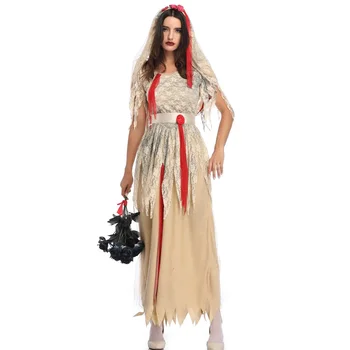 Костюм на Хэллоуин взрослый Костюм призрака Призрачная невеста сценический костюм Длинное свадебное платье Зомби-невеста