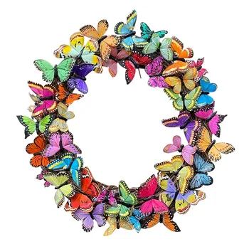 Красивые бабочки для весеннего дверного декора Сад Декоративные бабочки Венок на батарейках Открытый венок