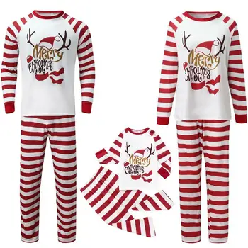 Красный Белый Полосы Семейная Одежда Комплект Детская Пижама Счастливого Рождества Семейный Матч Пижамы Комплекты Одежда Для Мальчиков