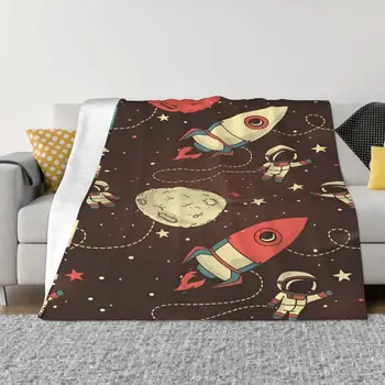  красочный ракетный корабль уютное фланелевое одеяло ваше убежище для отдыха легкие теплые постельные одеяла для спальни диван