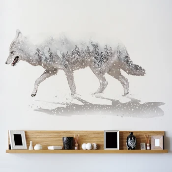 Креативные наклейки на стену с белым волком DIY Наклейки с изображением животных для гостиной Спальня подростка Детская комната Детский сад Украшение дома