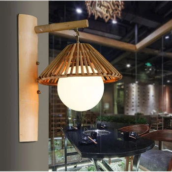 Креативный японский ресторан Бамбуковое плетение Украшение Настенный светильник Спальня отеля Прикроватный свет Проживание в семье Дзен Бамбук Художественный коридор