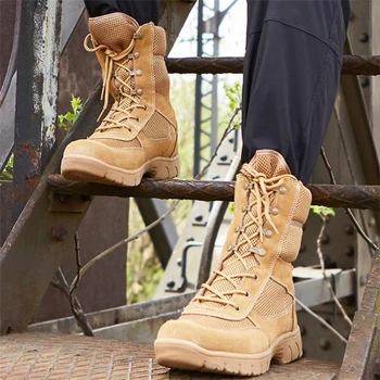 Лето Весна Мужчины Походная обувь Альпинистские треккинговые ботинки Мужские военные боевые ботильоны Тактические армейские ботинки Рабочая защитная обувь