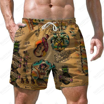  Лето Лидер продаж Мужские 3D-печатные пляжные шорты Повседневные гавайские шорты для пляжной вечеринки Свободные мужские шорты большого размера