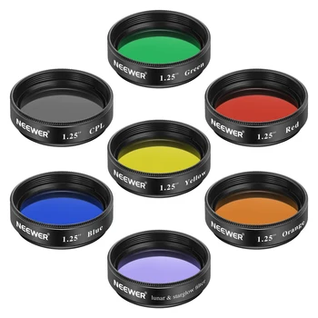 Лунный фильтр Neewer 1,25 дюйма, фильтр CPL, набор из 5 цветовых фильтров (красный, оранжевый, желтый, зеленый, синий), фильтры для окуляров