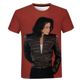Майкл Джексон Принт Лето Мужская футболка с о-образным вырезом Повседневная футболка с коротким рукавом Футболки оверсайз Мода Уличная одежда Тренд Мужская одежда