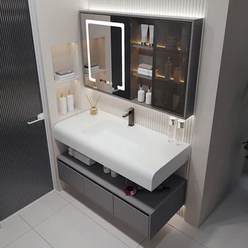 Мебель для ванной комнаты легкая роскошная ветровая ванная комната шкафы для ванной комнаты встроенная раковина ванная комната умывальник