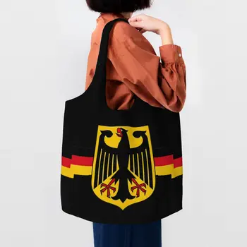 Многоразовый немецкий орел на щите Сумка для покупок Плечо Холщ Сумка Моющаяся Флаг Германии Бакалея Сумки для покупок Сумки