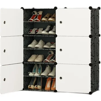 Многослойные, вместительные и свободно комбинируемые простые обувные шкафы содержат бытовые экономичные пластмассы.