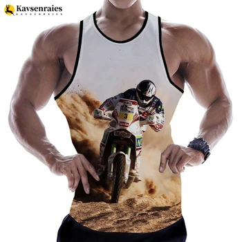 Мода Мужчины Женщины Майки Футболки без рукавов Мотоцикл Мотокросс Цифровая печать Harajuku Топы 3D-печатные негабаритные футболки6XL