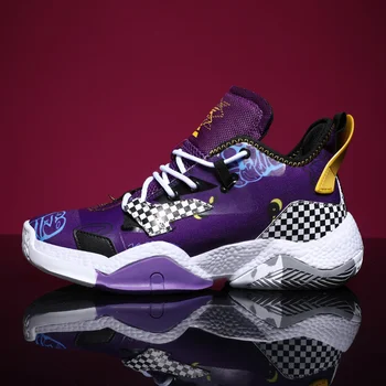 Мода Фиолетовая Мужская Баскетбольная Обувь 2024 Высокое Качество Баскетбольная Тренировочная Обувь Мужчины Дышащие Баскетбольная Культура Кроссовки Мужчины