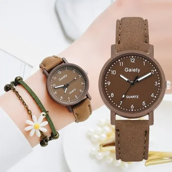 Модные брендовые часы для женщин простые арабские цифры браслет кожаные женские платья кварцевые часы часы для женщин relogio feminino