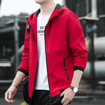 Молодежная модная куртка Мужская повседневная куртка с капюшоном Весна и осень Мужская спортивная одежда на открытом воздухе Slim Fit Мужская модная марка K370