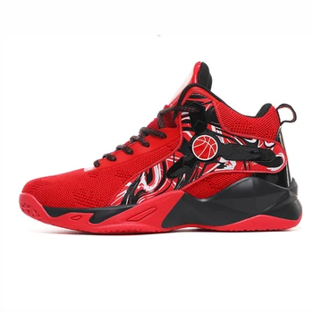 Мужская баскетбольная обувь Дышащая нескользящая красная спортивная обувь Спортивные кроссовки для тренировок в тренажерном зале Высокие баскетбольные кроссовки Женщины