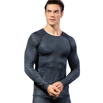 Мужская спортивная рубашка 3D-печать Быстросохнущее компрессионное белье с длинным рукавом Футболка для бега Тренажерный зал Фитнес-джоггеры Тренировочная спортивная одежда