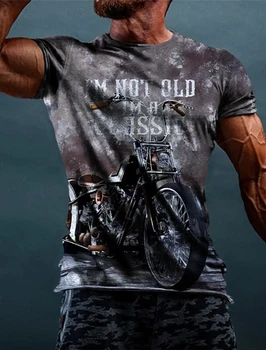 Мужская футболка с мотоциклетным летом с коротким рукавом Топ 3D Полная печать Негабаритная одежда Уличная повседневная футболка для мужской одежды