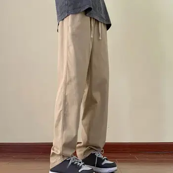 Мужчины Толстые мешковатые брюки Мужские брюки-карго в японском стиле с эластичной талией на шнурке Несколько карманов Толстый мешковатый для уличной одежды
