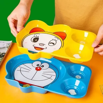 Мультфильм Аниме Doraemon Посуда Dorami Керамическая решетчатая тарелка для одного человека Тарелка для завтрака Три разделительные тарелки Подарки на день рождения