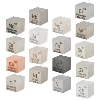 Набор кубических кубиков с металлическими элементами Сантиметры-кубы для серии периодической таблицы - 99,99% высокой чистоты (0,39 дюйма / 10 мм)
