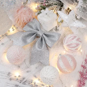 Набор розовых рождественских украшений Рождественские подвесные шары, как показано для рождественской елки,Рождественская елка Topper-Star