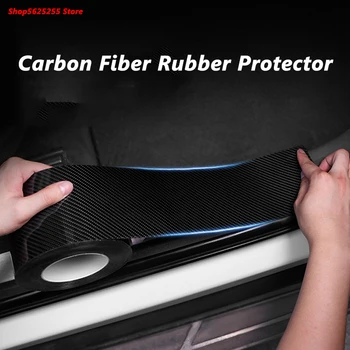 Наклейка на порог из резины из углеродного волокна для Toyota RAV4 Highlander 2020 2021 2022 Накладка на порог багажника Защитная мембрана крышки потертости