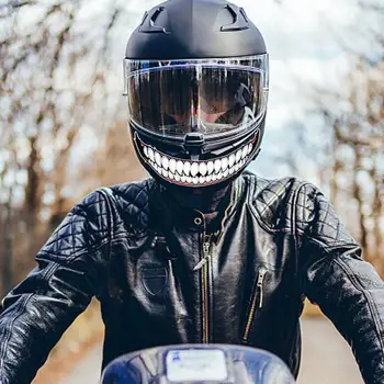 Наклейки на мотоциклетный шлем Смешная злая улыбка Самоклеящиеся наклейки с большим ртом Украшение автомобиля Наклейка Виниловые наклейки на гоночный шлем