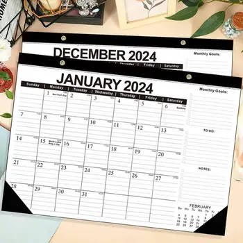 Настенный календарь Прочный легко читаемый настенный настольный календарь на 18 месяцев на 2024.1-2025.6 Английский Многоцелевой календарь Плотная бумага