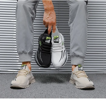 Новая корейская версия Мужская повседневная обувь Дышащие сетчатые кроссовки Удобная обувь для ходьбы Кроссовки Обувь для ходьбы на шнуровке