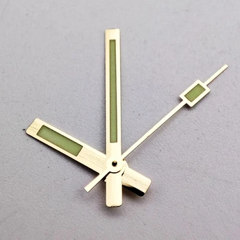 Новые золотые квадратные стрелки часов стальные зеленые светящиеся указатели для NH35 NH36 4R Автоматический механический механизм Детали часов Аксессуары