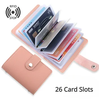 Новый держатель кредитных карт с защитой от кражи, модный женский 26 карт, тонкий карманный чехол из искусственной кожи, кошелек, сумка-кошелек для женщин, мужчин, женщин