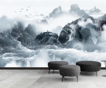 Новый китайский стиль, ручная роспись, абстрактные чернила, пейзаж, водопад, фон, настенные декоративные фрески, нестандартный размер muras 3d обои