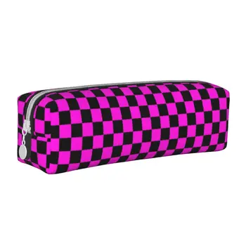 Новый розовый клетчатый шахматный пенал пенал пеналы ручка для девочек мальчиков большая сумка для хранения студентов школьный подарок канцелярские принадлежности