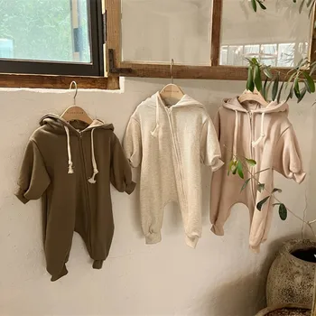 Одежда для новорожденных Комбинезон с капюшоном 2022 Осень Горячая Распродажа Мальчик Цельная Одежда С капюшоном Молния Девочки Альпинистская одежда