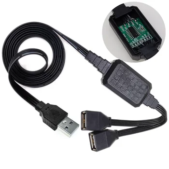 Одновременная передача данных с чипом, USB-кабель для зарядки, 1 минута, 2 провода, 1 вилка, 2 строки поиска, USB2.0 AM/2AF 20CM-110CM