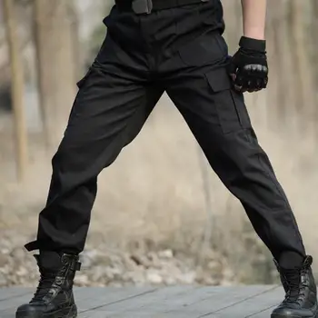 Однотонные брюки Прочные мужские брюки-карго на открытом воздухе с дышащей тканью Несколько карманов для тренировок в кемпинге Однотонные мужчины