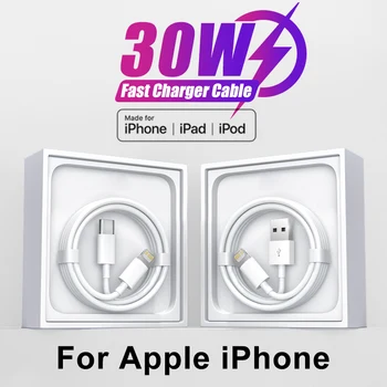 Оригинальный кабель PD 30 Вт USB-C Lightning для Apple iPhone 14 13 12 11 Pro Max Mini X XS XR 7 8 Plus SE 2020 USB-кабель для зарядки и передачи