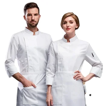Осенне-зимняя одежда с длинными рукавами для мужчин и женщин Кухонная одежда Рабочая одежда шеф-повара отеля высокого класса Мужская однотонная