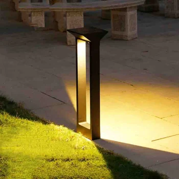 Открытый водонепроницаемый IP65 Солнечная светодиодная лампа для газона 4400 мАч Алюминиевая садовая дорожка Солнечный столб Свет Солнечный ландшафт Газон Боллард Свет
