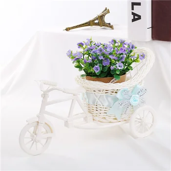  Отличный белый трехколесный велосипед Цветочная корзина Контейнер для цветочного растения Домашний декор Ваза