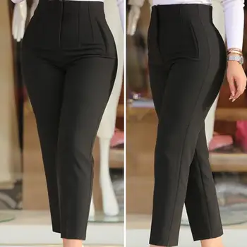  Офисные брюки Очаровательные деловые брюки с защитой от пиллинга Чистый цвет Прямой формальный костюм Брюки Женская одежда