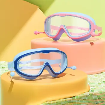 Очки для плавания с большой оправой Широкий обзор для начинающих с берушами Снаряжение для плавания Сверхлегкие эластичные очки для плавания