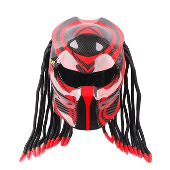 Персонализированный красный мотоциклетный шлем Predator анфас Мотоциклетный шлем из углеродного волокна специальной формы Взрывчатые вещества