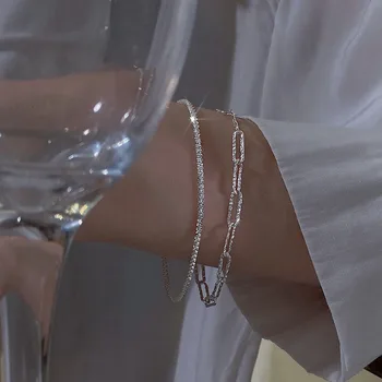 Популярный посеребренный браслет Блестящий женский браслет Изысканные аксессуары День рождения Модные ювелирные изделия Подарки для девочки