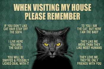 При посещении моего дома, пожалуйста, помните,Напоминание от кошки и собак,Винтажный металлический знак для домашнего крыльца Декор двора Плакат